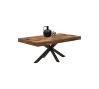 IDMarket - Table Basse rectangulaire Alix 110 cm Pied araignée Bois foncé Effet Vieilli et Noir