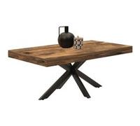 IDMarket – Table basse rectangulaire Alix 110 cm – Pied araignée, bois foncé effet vieilli et noir