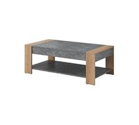 FANNY - Table Basse Rectangulaire Aspect Bois et Pierre -