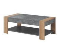FANNY - Table Basse Rectangulaire Aspect Bois et Pierre -