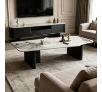 Table Basse Rectangulaire avec Plateau en Ardoise pour Salon, Table Basse Moderne Et Minimaliste en Ardoise Massive, pour Salle À Manger Ou Petit Appartement,White d 47.2 inch