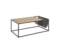 - Table basse rectangulaire avec range magazine en MDF et métal - Beige et Noir - Sireine