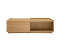 Table basse rectangulaire avec rangements 2 tiroirs finition bois clair chêne L120 cm MADERO