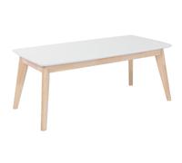 Table basse rectangulaire blanc et bois clair massif l105 cm leena