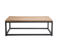 Table basse rectangulaire bois clair manguier massif et métal noir L120 cm FACTORY