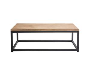 Table basse rectangulaire bois clair manguier massif et métal noir L120 cm FACTORY