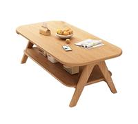 Table Basse Rectangulaire Bois Massif Fonction de Stockage à Double Couche Pieds en Queue d'aronde Convient aux Petits Rassemblements et aux Bureaux Natural Wood 47.2 * 23.6 * 17.7in