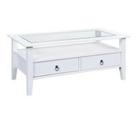 NATUR - Table Basse Rectangulaire Bois Massif Vernis Blanc -