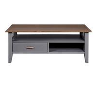 MELINA - Table Basse Rectangulaire Coloris Gris et Naturel -