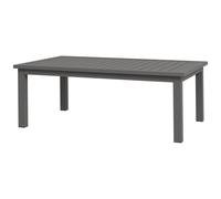 Table Basse Rectangulaire De Jardin Plateau À Lattes Dim. 100l X 60l X 37h Cm Pieds Antidérapants Alu Effet Bois