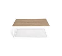 IDMarket – Table basse Detroit 113 cm – Design industriel bois et métal blanc