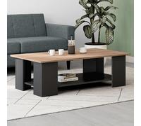 Table basse rectangulaire ELI noir plateau façon hêtre 100 cm Noir G