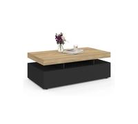 IDMarket - Table basse Elsa rectangulaire 100 cm 2 tiroirs bois noir plateau façon hêtre