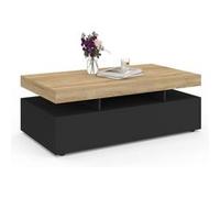 IDMarket - Table basse Elsa rectangulaire 100 cm 2 tiroirs bois noir plateau façon hêtre