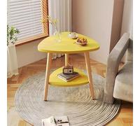 Table basse rectangulaire en bois, design moderne avec base triangulaire robuste, montage facile pour le salon