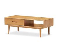 Table Basse Rectangulaire en Bois Massif avec 2 Tiroirs de Rangement Table de Salon Modernes du Milieu du Siècle Tables Canapé pour Petits Appartements, Salons, Bureaux(Natural)