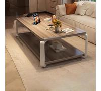 Table Basse Rectangulaire En Bois Massif Avec Structure En Acier, Design Minimaliste Moderne Et Vintage Plateforme Ouverte À Double Niveau Table Basse,pour Salon Cuisine(B,Length: 100cm/39.3in)