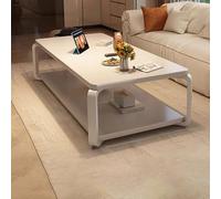 Table Basse Rectangulaire En Bois Massif Avec Structure En Acier, Design Minimaliste Moderne Et Vintage Plateforme Ouverte À Double Niveau Table Basse,pour Salon Cuisine(A,Length: 120cm/47.2in)