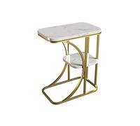 Table Basse rectangulaire en marbre, Table d'appoint à 2 Niveaux Salon Bureau Chambre canapé Table Multifonction Bureau à Domicile (Taille: 50 * 30 * 60 cm, Couleur: E)