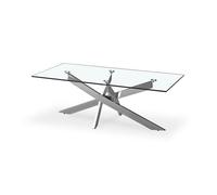 Table basse rectangulaire en verre et pied chromé Alix