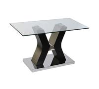 Table basse rectangulaire en verre trempé-bois MDF - Longueur 120 x Profondeur 60 x Hauteur 45 cm