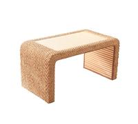 Table basse rectangulaire faite à la main en rotin, table basse en bois, grand plateau de lit, meuble de style vintage, parfait pour salon, balcon, rebord de fenêtre, restaurant, café, pique-nique (80