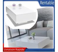 Table basse rectangulaire haute brillance blanche - VOGUE - 85x55x31cm - MDF - Salon