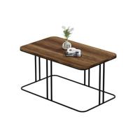 Table basse rectangulaire LYON - Plateau bois foncé - Structure en métal noir - Design moderne pour salon