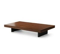 Table Basse Rectangulaire Moderne Et Minimaliste Avec Patins Réglables Et Plateau De 5 Cm (2 Po) D'épaisseur ; Idéale Pour Le Salon, Le Balcon Ou Le Bureau (120 X 6 Walnut color 100*100cm/39.4*39.4in