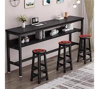 Table basse rectangulaire noire - Table haute pour petit déjeuner - Cadre en métal - 100/120/140/160/180 x 30/40 cm - Idéal pour la cuisine et le salon