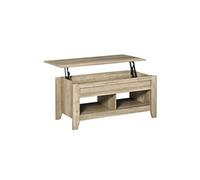 HOMCOM Table Basse Plateau relevable, Table de Salon avec étagères et Compartiment caché,105 x 50 x 49-62,5 cm pour Salon, Chambre, Bois chêne