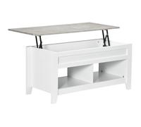 HOMCOM Table Basse Plateau relevable, Table de Salon avec étagères et Compartiment caché,105 x 50 x 49-62,5 cm pour Salon, Chambre, Aspect marbre Gris