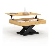IDMarket Table basse ALICIA rectangulaire plateau relevable bois pied noir