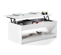 IDMarket - Table Basse rectangulaire Plateau relevable SOA Bois Blanc