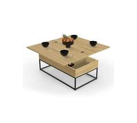 IDMarket Table basse Detroit Rectangulaire relevable convertible en table à manger design industriel