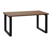 Table Basse Rectangulaire Style Industriel Dim. 100l X 60l X 50h Cm Métal Noir Mdf Aspect Bois De Noyer Noir