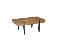 Table basse rectangulaire style industriel piètement épingle métal noir plateau aspect ancien bastaing bois