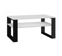 Table basse rectangulaire style loft - HUCOCO - ASISA - Blanc - 90x58x50 cm - Avec étagère