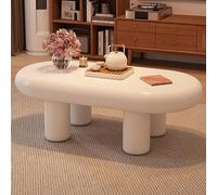 Table basse rectangulaire, table centrale de salon avec coins arrondis et 4 pieds épais, tables d'appoint modernes du milieu du siècle pour petits espaces, chambre, balcon, bureau(Off-white,100cm)