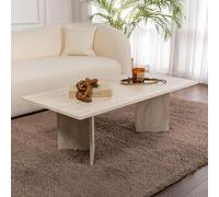 TOPI - Table basse rectangulaire effet travertin 119x60cm
