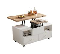 Table basse réglable hauteur avec fonction rabattable et 4 tiroirs,élévatrice hydraulique avec roulettes table basse -100x50x47,5cm