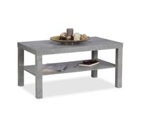 Relaxdays 10025153 basse table d'appoint, salon, canapé, aspect béton, étagère, MDF, H x L x P 45 x 90 x 55 cm, gris clair, 1 élément