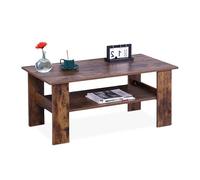 Table Basse Relaxdays, H x L x P : 53,5 x 100 x 50 cm, Table de Salon avec Rangement, Moderne, Effet Bois, Marron