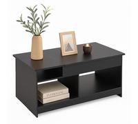 Table Basse Relaxdays relevable, H x L x P : 50 x 110 x 50 cm, Table de Salon avec Rangement, Noire