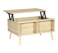 HOMCOM Table basse rectangulaire table de salon plateau relevable 2 niches coffre en bois dim. 85L x 60l x 59,5H cm bois clair | Aosom France