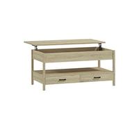 HOMCOM Table Basse Plateau relevable, Table de Salon rectangulaire avec tiroirs et Compartiment caché pour Salon, Bureau à Domicile, 100 x 50 x 62 cm, chêne