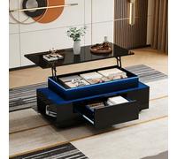 Table basse relevable avec lumières LED - Rangement caché - Table d'appoint moderne avec tiroir - Table d'appoint élégante pour salon
