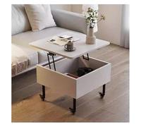 Table Basse Relevable avec Rangement, Centre Multifonctionnel en Bois Moderne du Milieu Siècle for Le Salon, Pratique for Manger, Jouer Ou Travailler(White)