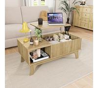 Table Basse Relevable avec Rangement, Table de Salon Moderne Industriel en Bois, Coffee Table avec Rangement Ouvert et Compartiment Caché, Plateau Relevable 42-48 cm, for Bureau Salle à Manger