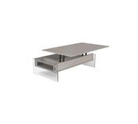 Table basse relevable BELLA 110x70x40/65cm piétement verre plateau stratifié gris tourterelle